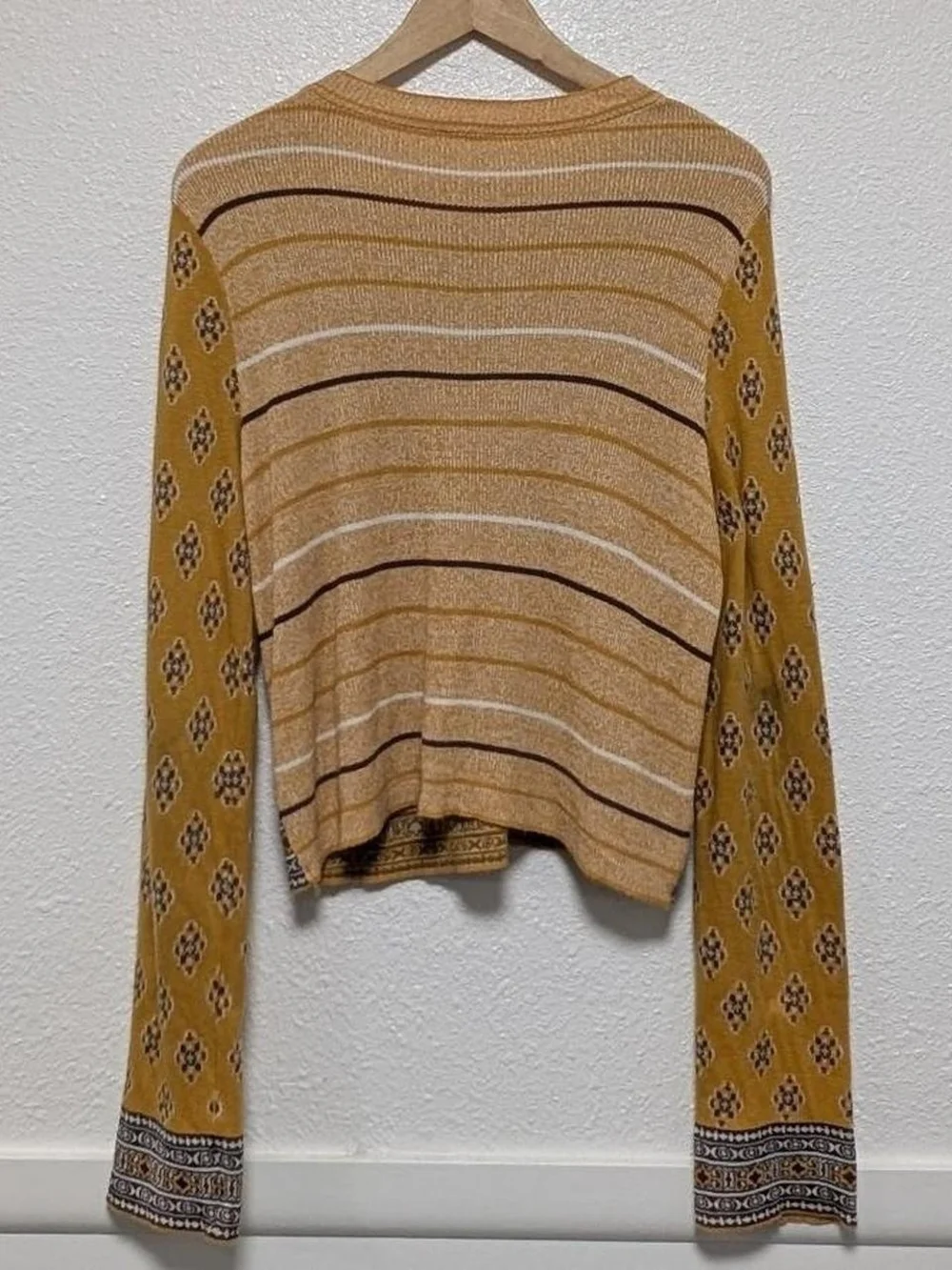 Free People Mustard Yellow Patterned Top